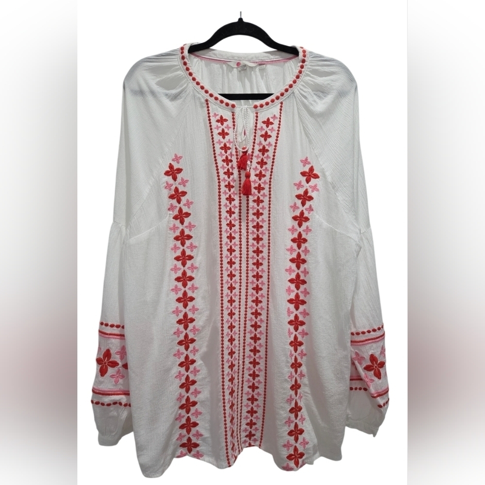 Boden Marla Embroidered Tunic 100% Cotton Top, Size 18 - Picture 2 of 8